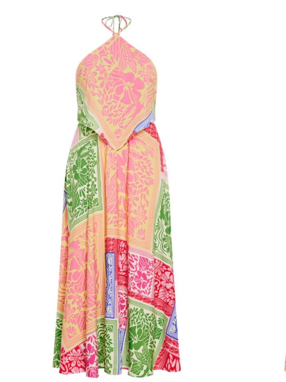 City Chic Halter Patchwork Love Anthem Maxi Dress Dress Pink & Green Size M 1